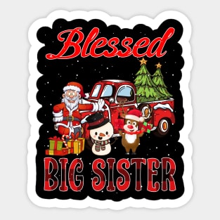 Blessed Big Sister Red Plaid Christmas Sticker